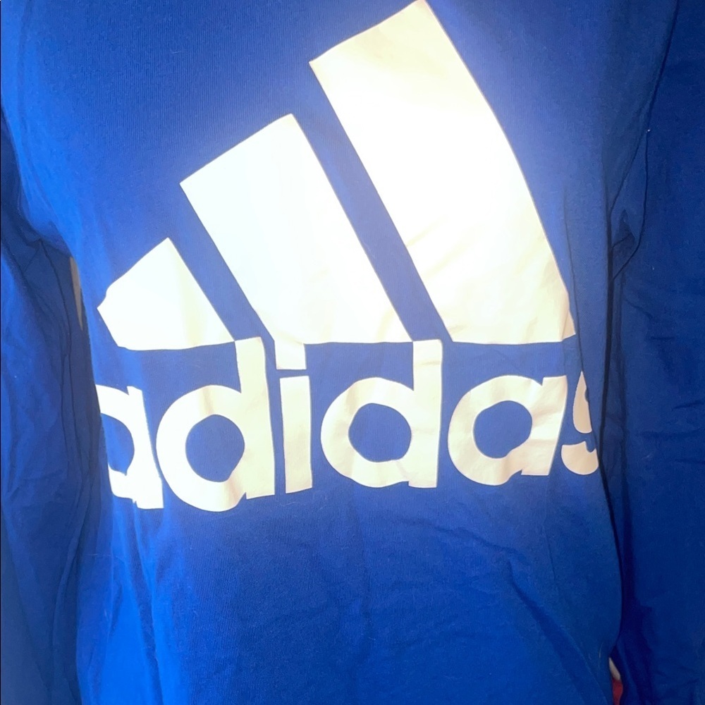 Adidas Kids Long Sleeve Tee in Blue and White - Picture 2 of 4